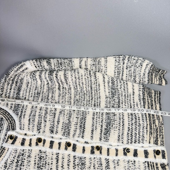 J. Crew Black and Ivory  Space-Dyed Cotton Blend Textured Cardigan Sweater - Picture 10 of 15